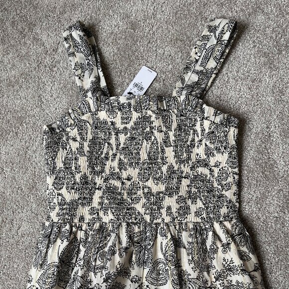 Express Printed Metallic Stripe Smocked Maxi Dress - Picture 4 of 8